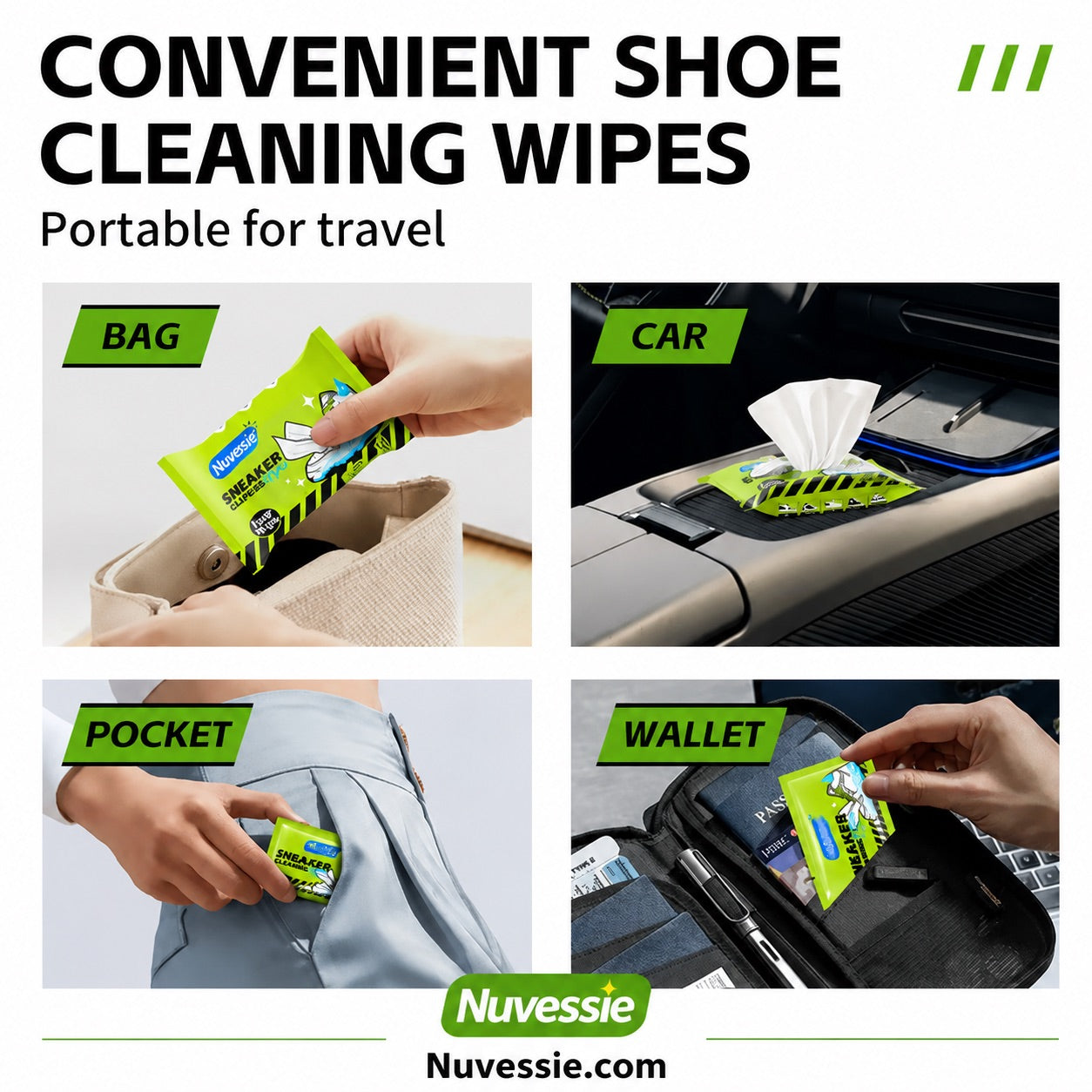 Nuvessie Shoe Care Kit (1 set): Shoe cleaning and care kit including dry cleaner, stain removal wipes, basketball shoe cleaner, and dedicated brushes