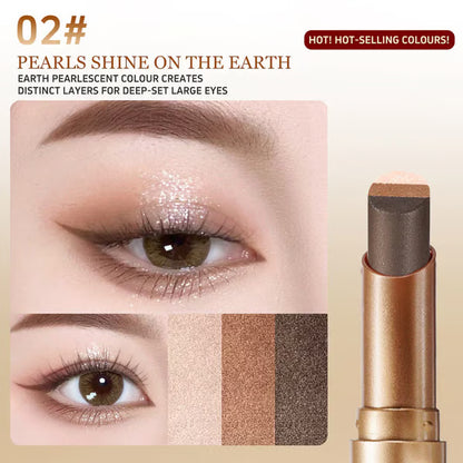 3 Color Eyeshadow Stick Pen Pearlescent Glitter Waterproof Eyeshadow Pen Gradient Eyeshadow Stick High Pigment Long Lasting