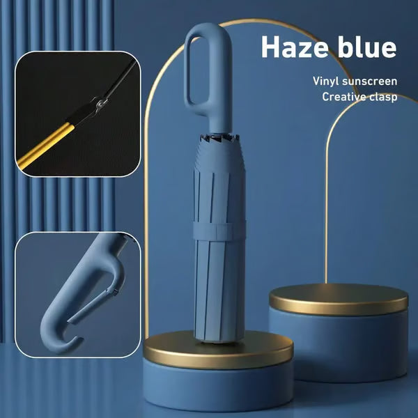 Portable Automatic Folding Umbrella, Windproof Waterproof with Loop Buckle