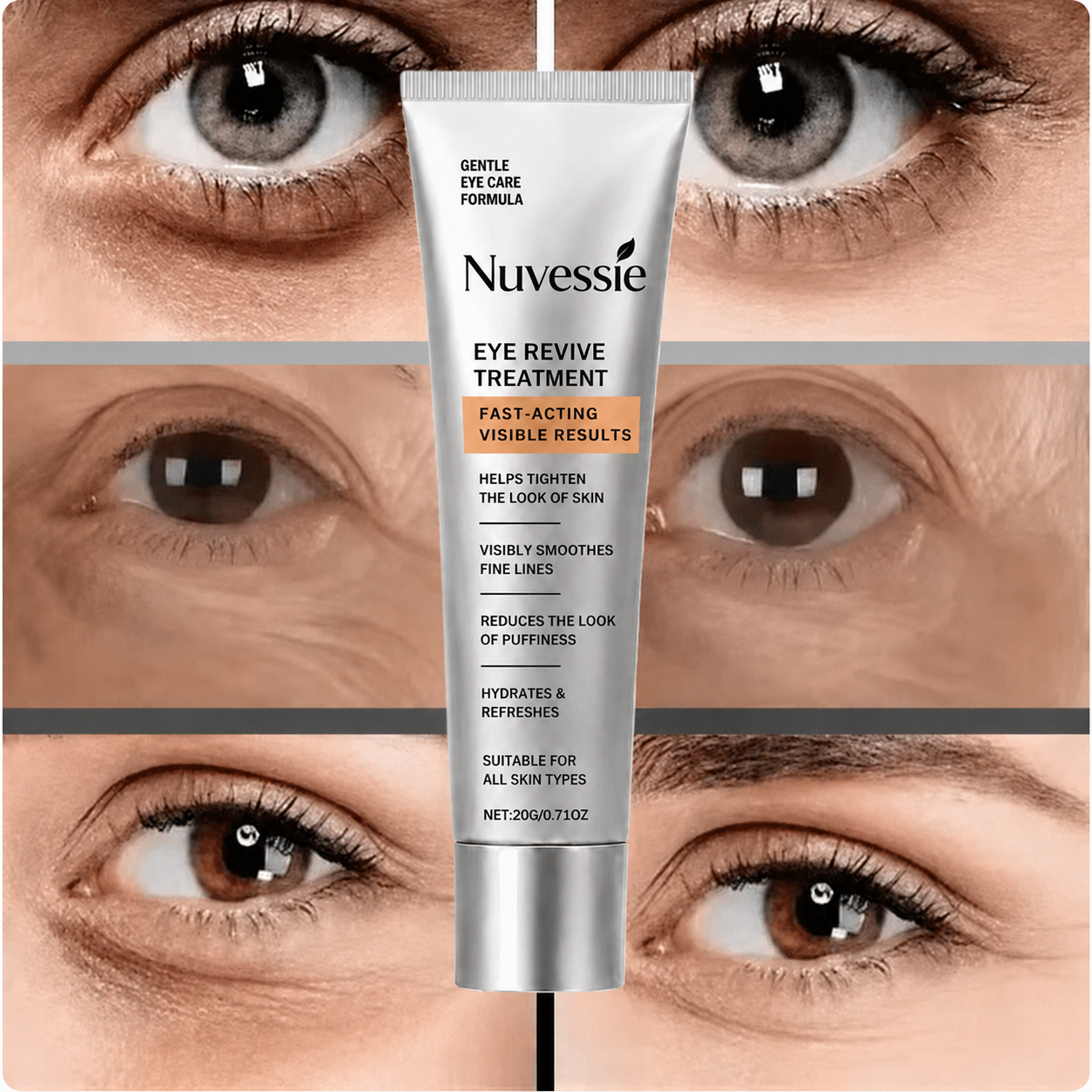 Nuvessie Instant Eye Tightener – Visible Smoothing in 90 Seconds