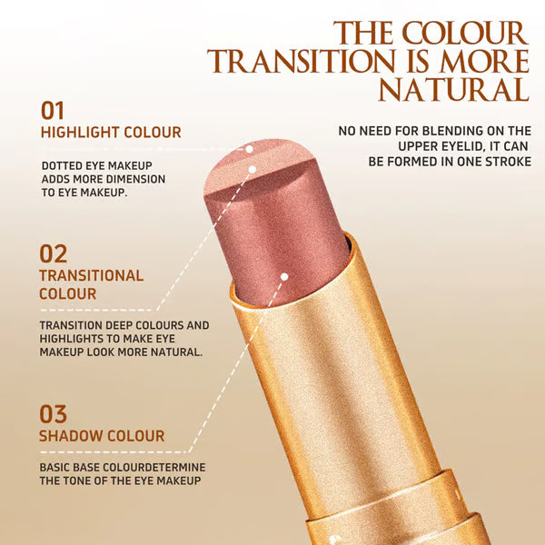3 Color Eyeshadow Stick Pen Pearlescent Glitter Waterproof Eyeshadow Pen Gradient Eyeshadow Stick High Pigment Long Lasting