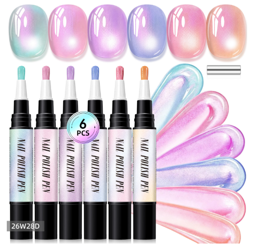 💅 6PCS One-Step Gel Nail Art Pen Set – Salon Beauty at Home