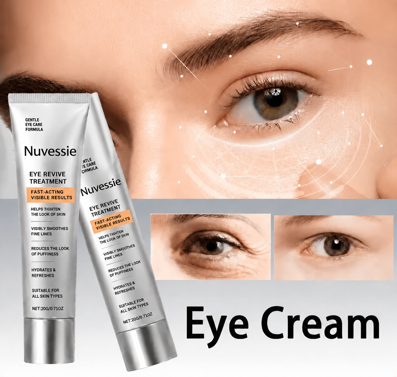 Nuvessie Instant Eye Tightener – Visible Smoothing in 90 Seconds