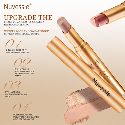 3 Color Eyeshadow Stick Pen Pearlescent Glitter Waterproof Eyeshadow Pen Gradient Eyeshadow Stick High Pigment Long Lasting