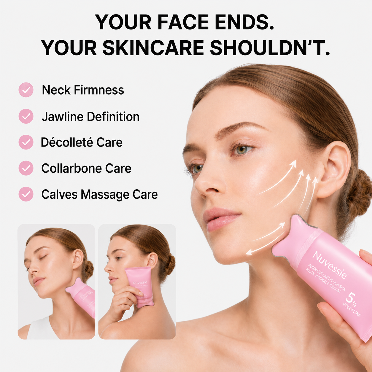 Nuvessie Collagen Gua Sha Neck Wrinkle Cream A 5-Minute Gua Sha Ritual for a Firmer, Smoother Neck