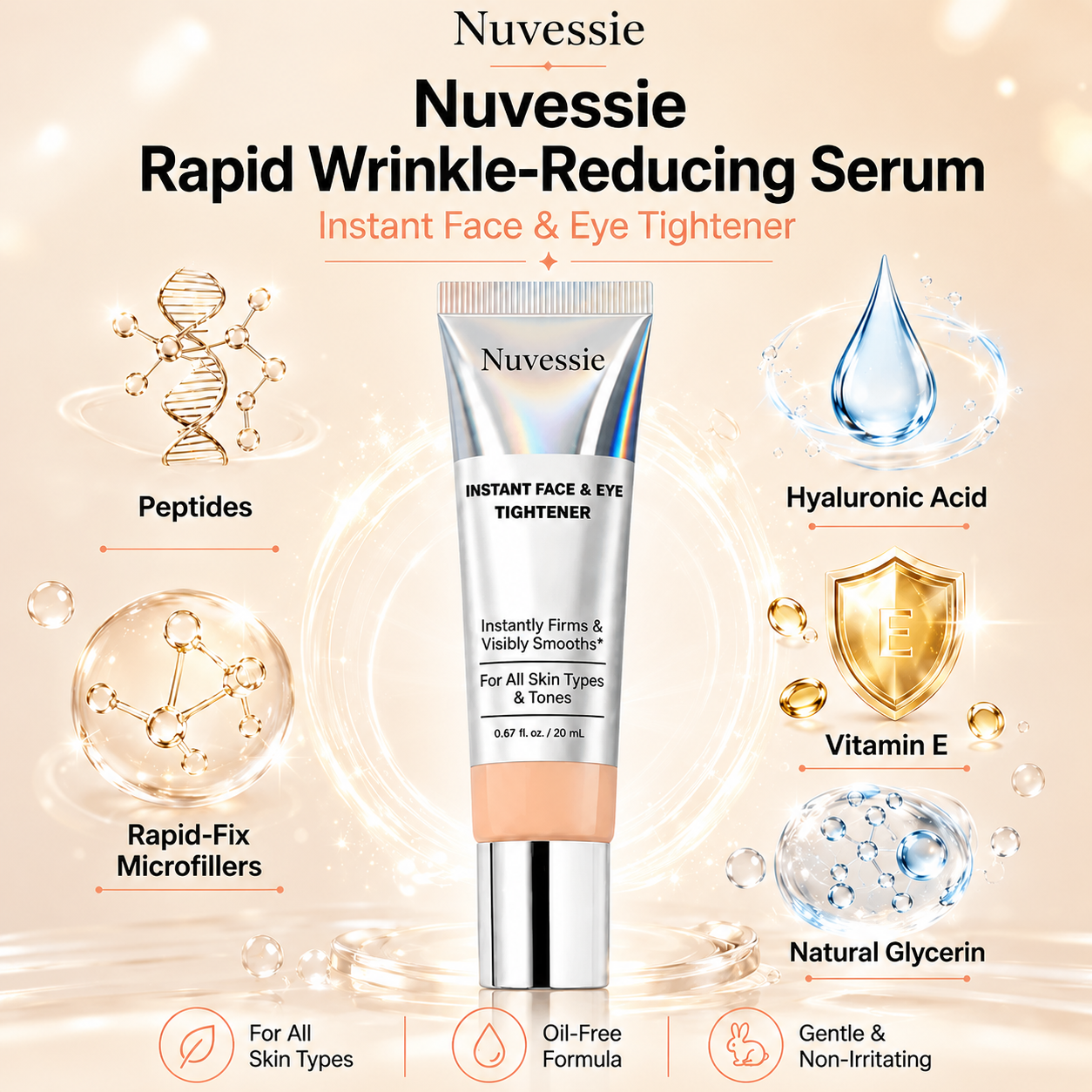 Nuvessie Instant Face Tightener – Visible Smoothing in 60 Seconds, Progressive Results in 18 Days