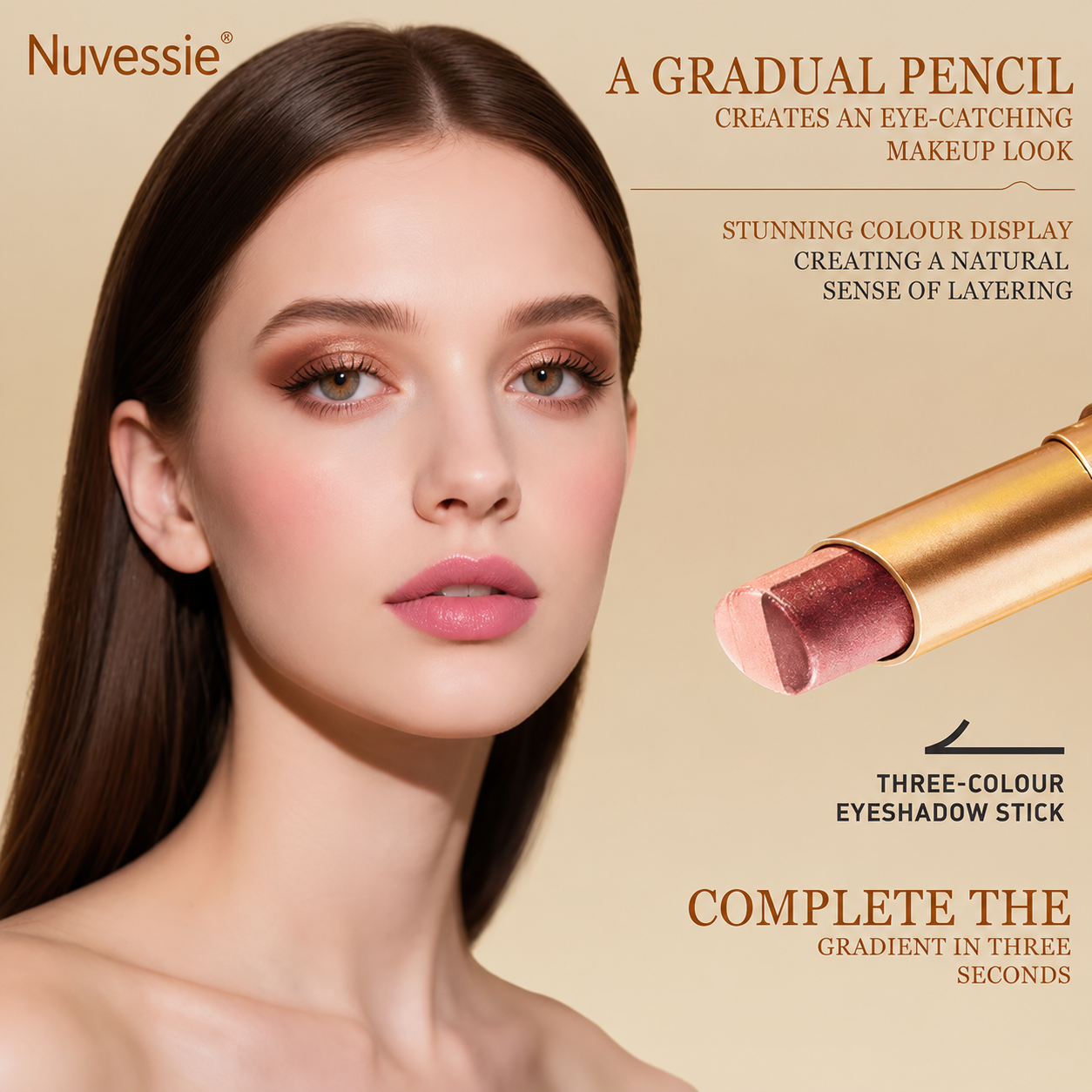 3 Color Eyeshadow Stick Pen Pearlescent Glitter Waterproof Eyeshadow Pen Gradient Eyeshadow Stick High Pigment Long Lasting