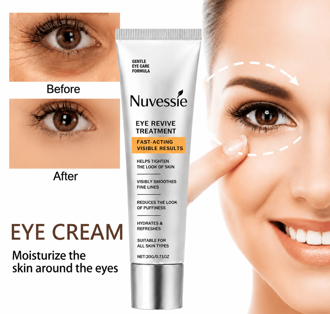 Nuvessie Instant Eye Tightener – Visible Smoothing in 90 Seconds