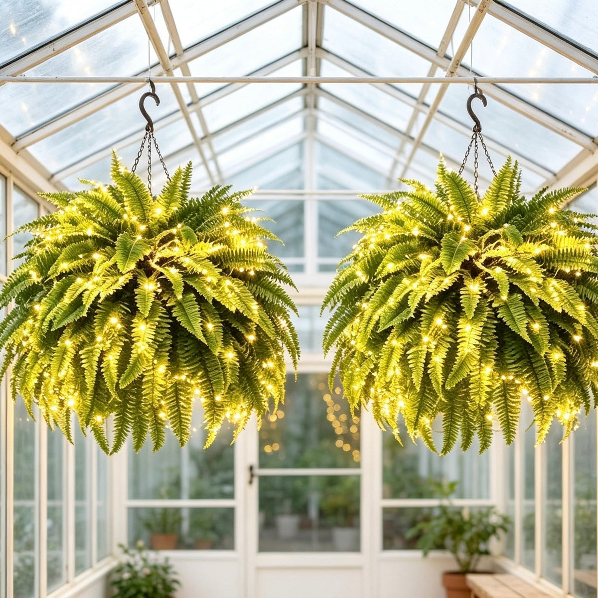 💥 50% OFF  Glowing Boston Ferns with Lights✨ Zero Watering & Maintenance💛