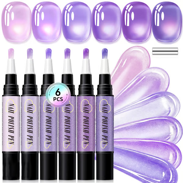 💅 6PCS One-Step Gel Nail Art Pen Set – Salon Beauty at Home