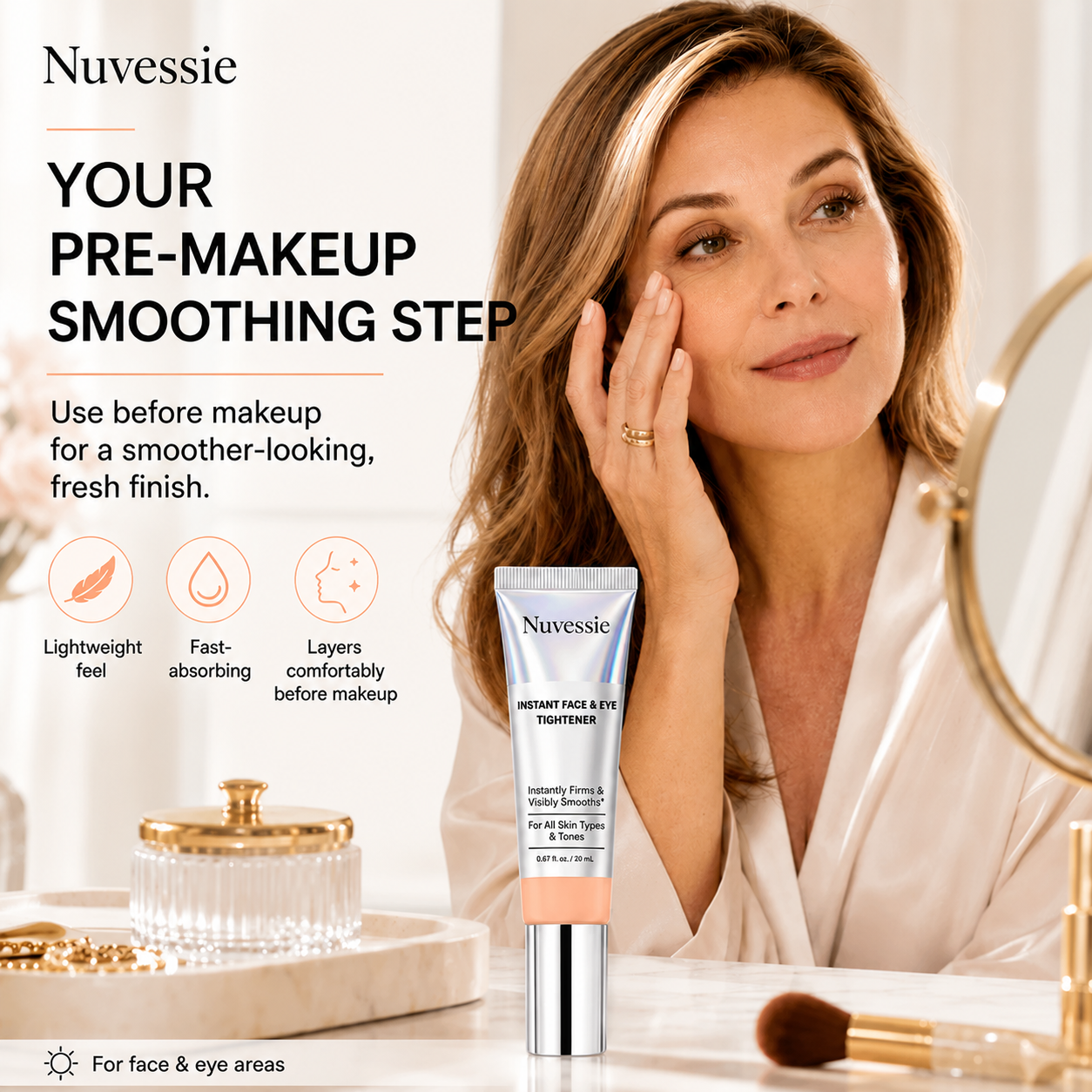 Nuvessie Instant Face Tightener – Visible Smoothing in 60 Seconds, Progressive Results in 18 Days