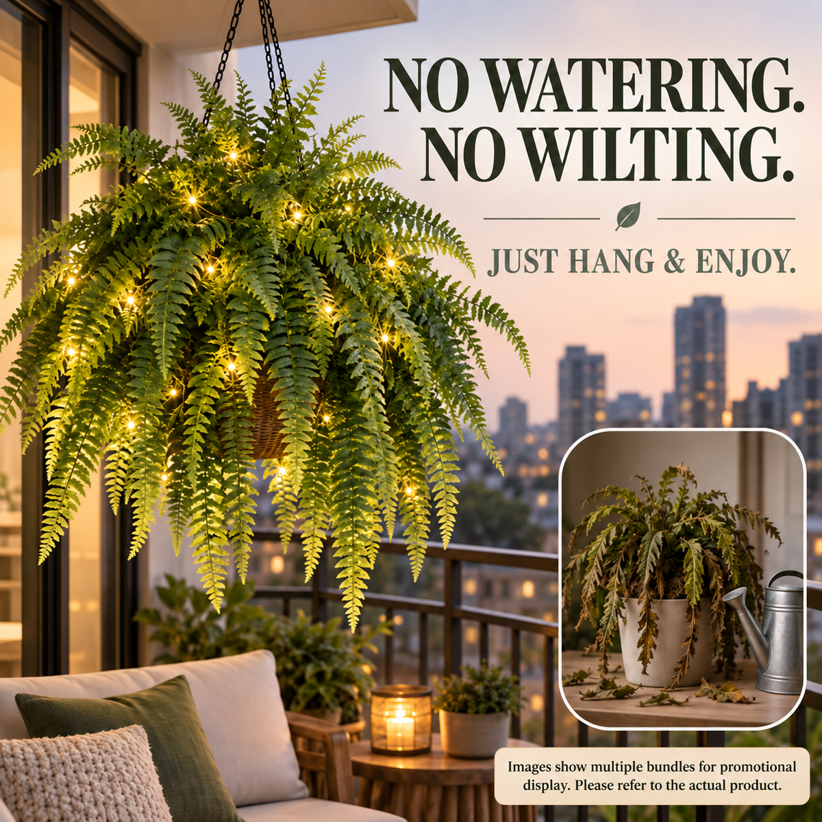 💥 50% OFF  Glowing Boston Ferns with Lights✨ Zero Watering & Maintenance💛